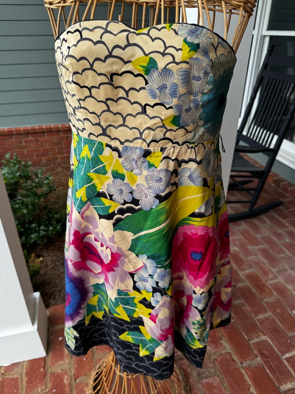 Moulinette Soeurs Anthropologie Size 4 Silk Cotton Strapless Floral Dress